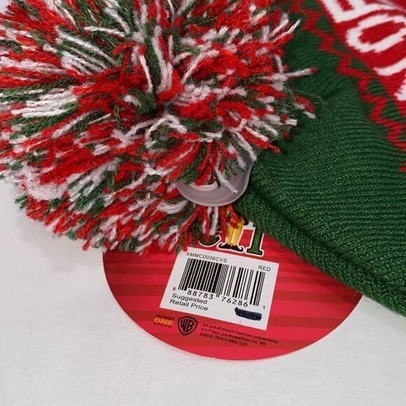 Concept One Son Of A Nutcracker Elf Beanie Hat Knit Cap With Pom Pom Red Green - Picture 5 of 6